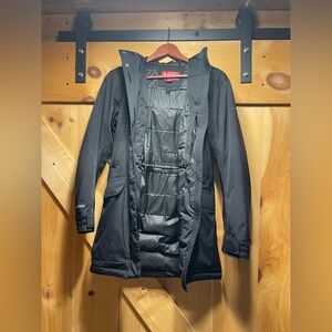 Eastern Mountain Sports Black Puffer Jacket with Faux Fur Hood